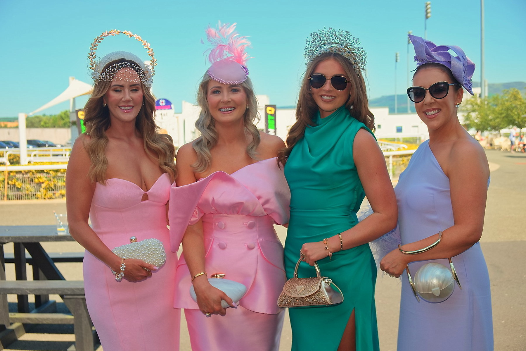 Karen Daly - Hello Health, Emma Morgan, Natasha Keenan - Border Boutique Hire and Linda Stinson - Bellamianta at Ladies Day at Dundalk Races12 July 2025Dundalk Stadium Dundalk Co.Louth CREDIT: LiamMcArdle.com