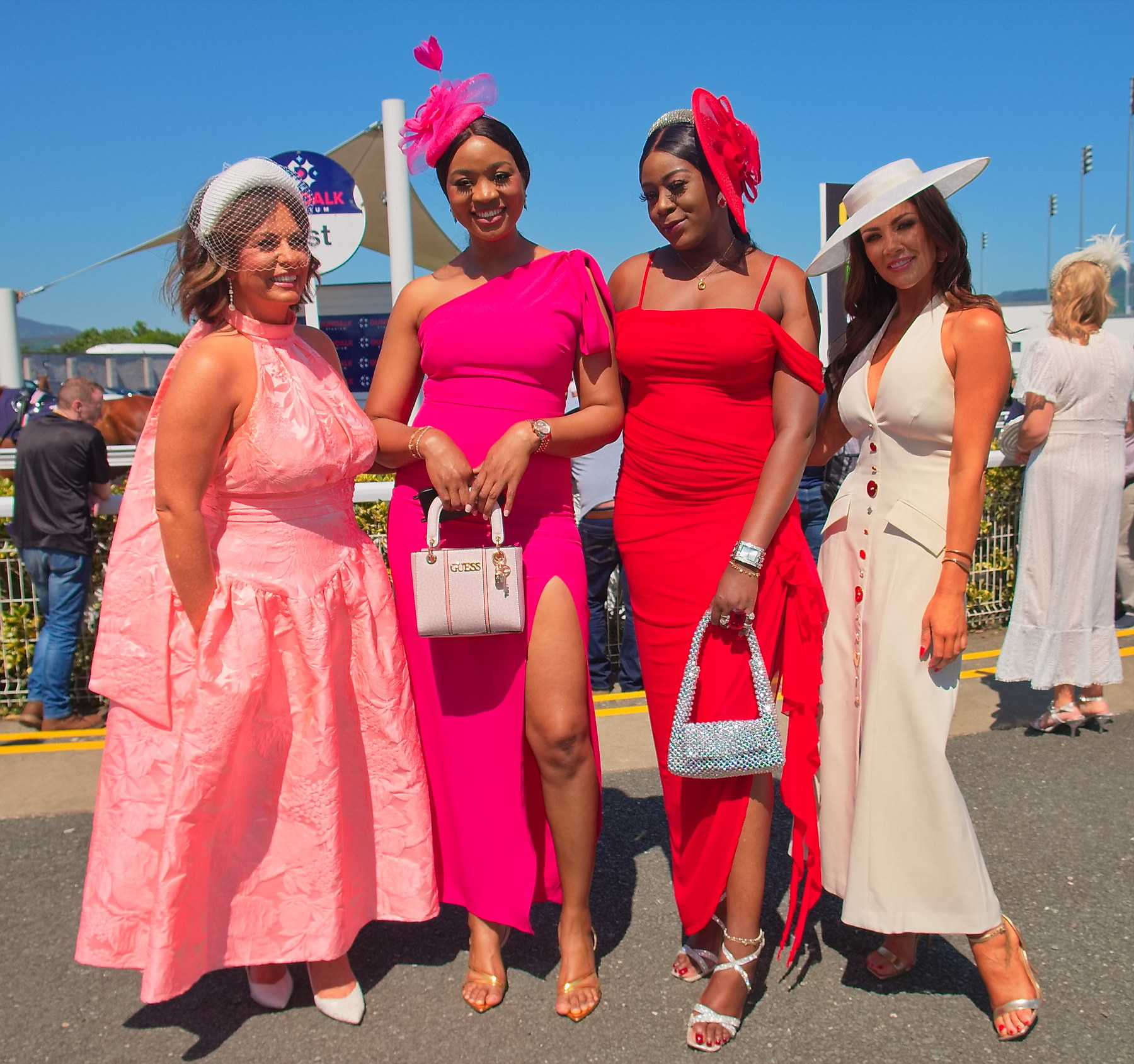 Suzanne Ryan Yemi Badero Funmi Obadeyi and Grainne McCoy at Ladies Day at Dundalk Races12 July 2025Dundalk Stadium Dundalk Co.Louth CREDIT: LiamMcArdle.com