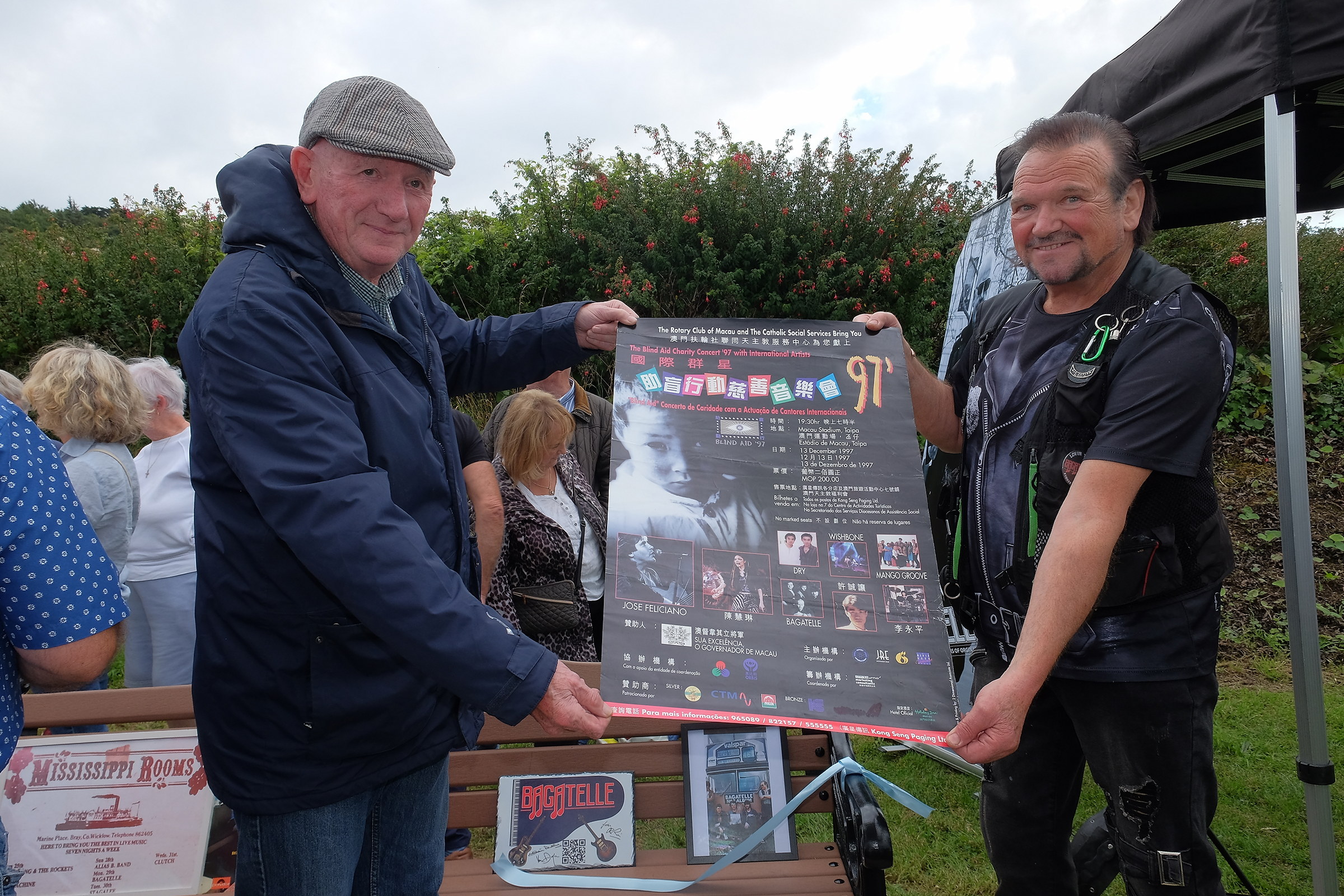 Bagatelle Bench unveiled on Bray Head
Ken Doyle of legendary Bagatelle with Erika Doyle - Cathaoirleach Bray Municipal District unveils a new bench to celebrate Bagatelle
Bray 

07 September 2025

Credit: LiamMcArdle.com