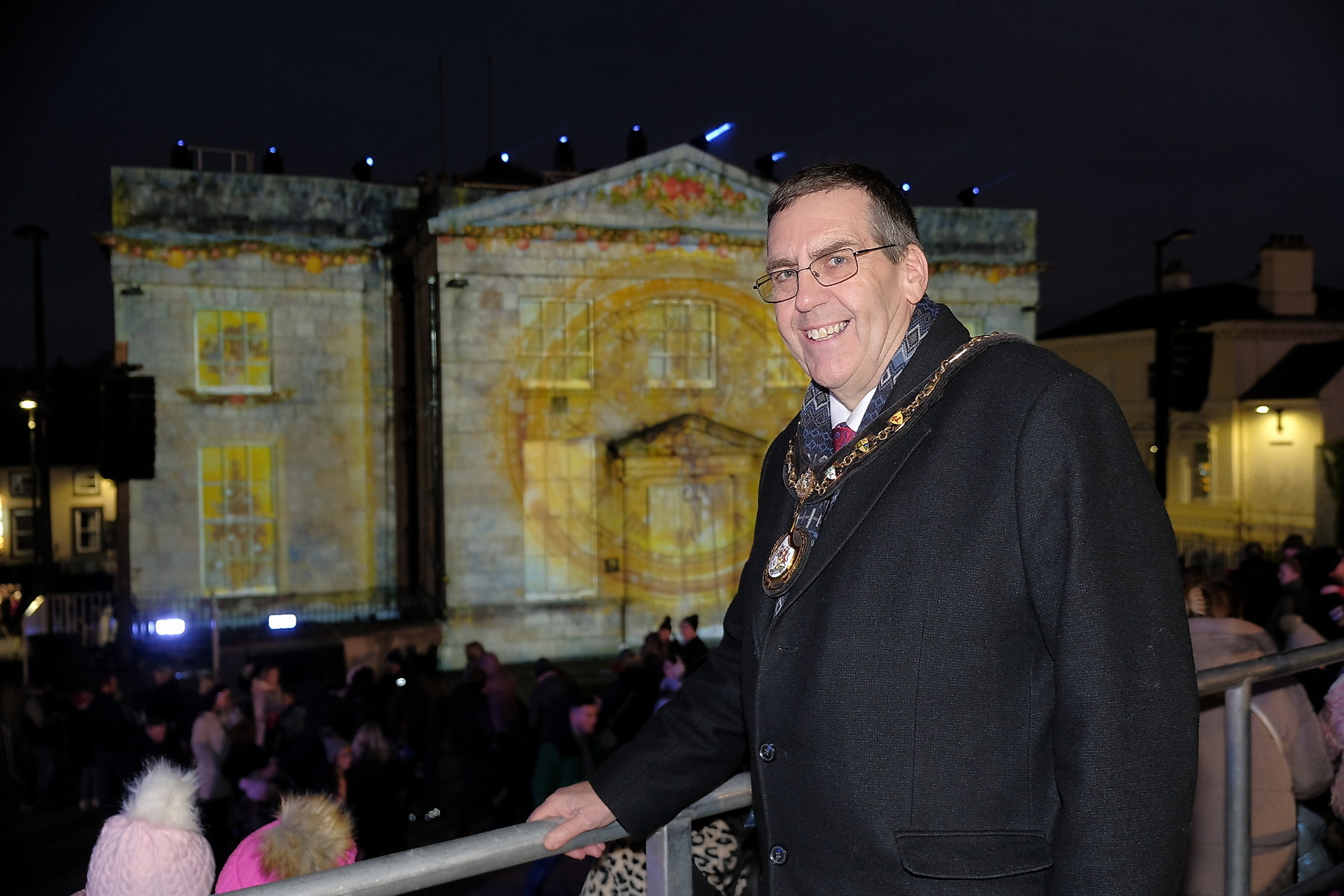 Lord Mayor of Armagh Stephen Moutray turns on the Lights at Armagh Georgian Light Show 