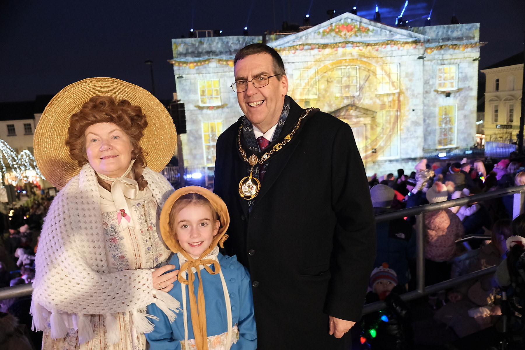 Lord Mayor of Armagh Stephen Moutray and Lady Mayoress Myrtle Moutray with their grand daughter Imogen  dazzled by the festive Lightshow at Armagh Georgian Festival on Saturday 29 November 2025. The annual event depicting the cityÕs Georgian heritage and history marks the start of the Christmas season in Armagh.1 January 2018City Centre Armagh  CREDIT: LiamMcArdle.com29 November 2025City Centre Armagh  CREDIT: LiamMcArdle.com